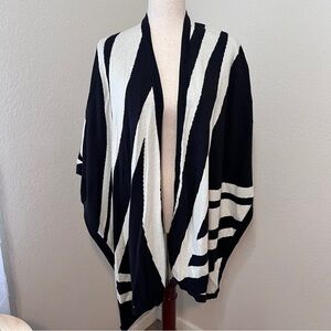 Passports Womens Wrap Sweater Asymetrical Size L/XL Zebra Black White